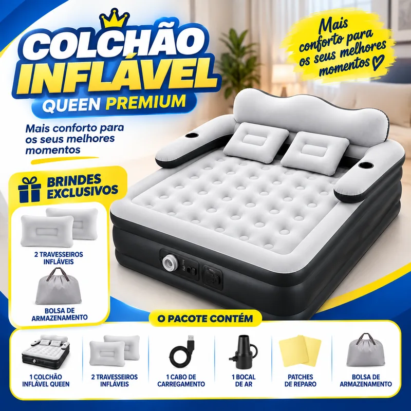 Colchão Inflável Queen com Encosto